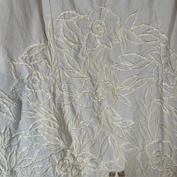 Basil & Maude Cream Sleeveless Floral Embroidered Cutout Sheath Dress Women Sz S - Picture 8 of 12